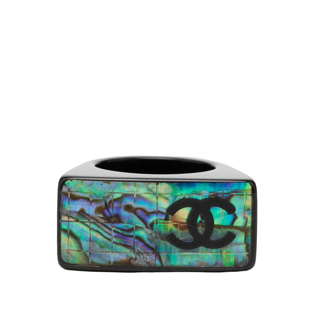 CHANEL Authentic Black Logo Ring